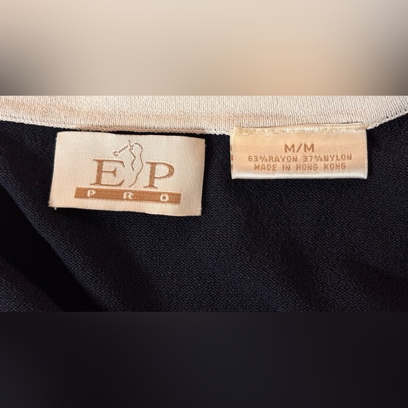 EP Pro Vintage Blue and Cream Cardigan Sweater Size Medium made in Hong Kong - Picture 6 of 6